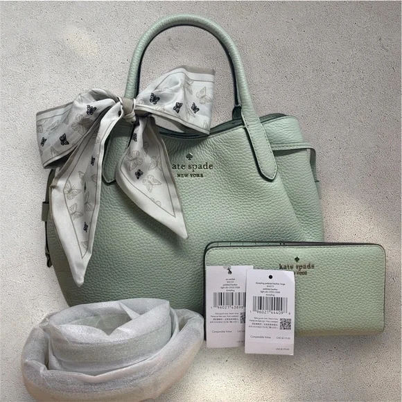 ☀️Kate Spade Dumpling small satchel & matching wallet - Light Olive - NWT - Picture 2 of 13